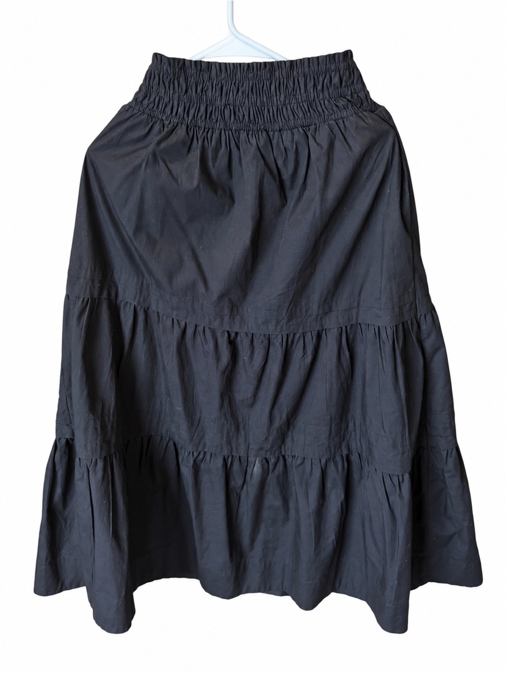 Quince Organic Cotton Poplin Tiered Maxi Skirt – Black XS Regular - Like New - Picture 9 of 9